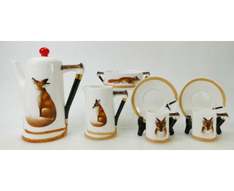Royal Doulton Reynard the Fox china coffee set: Royal Doulton coffee set in the Reynard the Fox design comprising coffee pot,