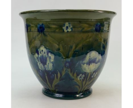 William Moorcroft Burslem late Florian planter: A large size planter decorated in the late Florian design, height 23.5cm, dia