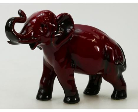 Royal Doulton Flambé model of a Elephant: Elephant with trunk in salute, height 10.5cm.
