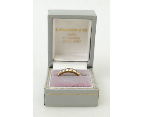 18ct 9 Diamond eternity ring 1.0ct: Nine diamonds with total weight of 1ct. Colour G clarity VS1.  Weight 3.3g. Size M. Compl