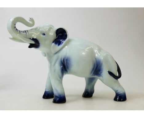 Royal Doulton Blue Flambe Elephant: Flambé Elephant with trunk in salute. 