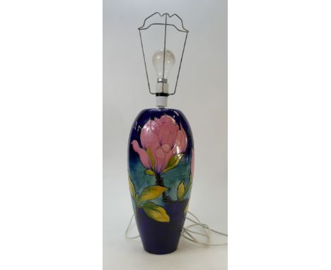Moorcroft Lamp Base: Lamp base decorated in the Magnolia design, height 37cm.