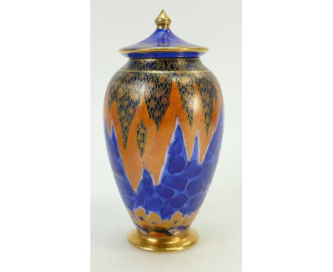 Carltonware vase &amp; cover: A vase with cover decorated with the Sketching bird design, height 17cm.