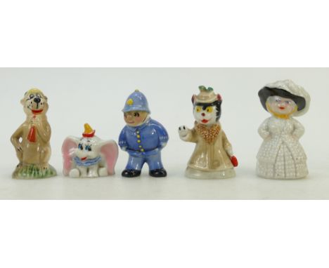 Wade 1950s Whimsies: Wade Whimsies from the 1950's including Pearly Queen from British Character set, PC Plod and Miss Fluffy