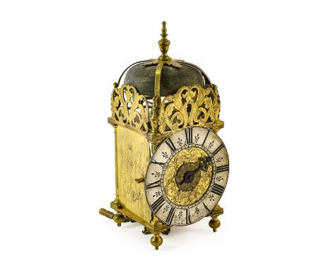 A Lantern Hook and Spike Wall Alarm Timepiece, signed Ambrose, Vowell, London, 18th century and Later, four posted frame case