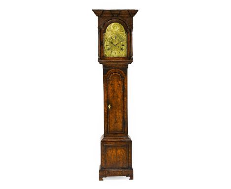 A Walnut Eight Day Longcase Clock, signed Benjamin, Brandreth Middlewich, Fecit, circa 1750, flat top pediment, arch trunk do