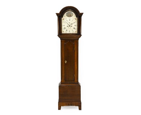 An Oak Eight Day Longcase Clock with Rocking Ship Automata, signed Creasey Broderick, Boston, early 19th century, arched pedi