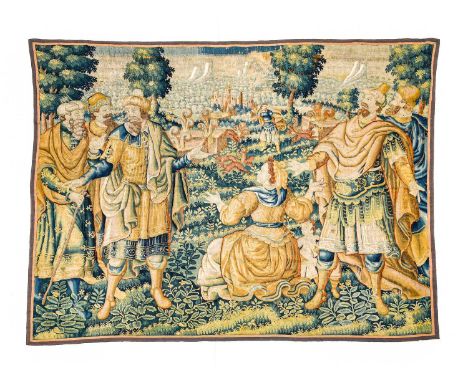Allegorical Tapestry, 17th centuryWoven in silk and wool, depicting Samson taking action against the Philistines by burning t