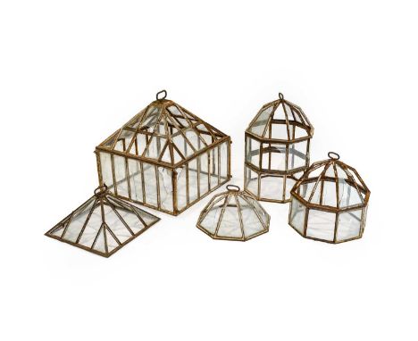 A Coalbrookdale Cast Iron Lantern Cloche and Cover, circa 1840-60, of square form, 61cm wide; A Similar Three-Tier Lantern Cl