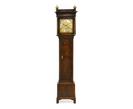 An Oak Thirty Hour Longcase Clock, signed Barber, Winster, numbered 712, 18th century, flat top pediment, arch trunk door, 11