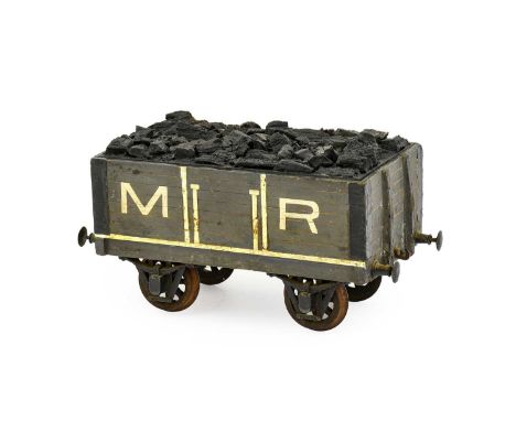 An H Upmann Painted Wood and Metal Novelty Box, late 19th/early 20th century, as a Midland Railway coal trunk, with painted d