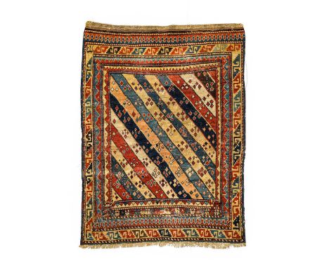 Gendji RugSouth Central Caucasus, circa 1890The field of polychrome diagonal bands enclosed by narrow borders, 120cm by 93cmC
