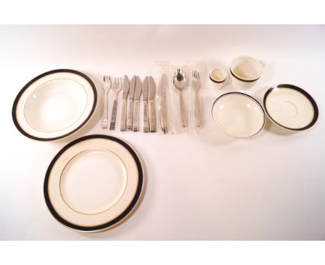 A Royal Doulton British Airways single place setting, First Class, together with a Concorde bowl, Jasper Conran designed Conc