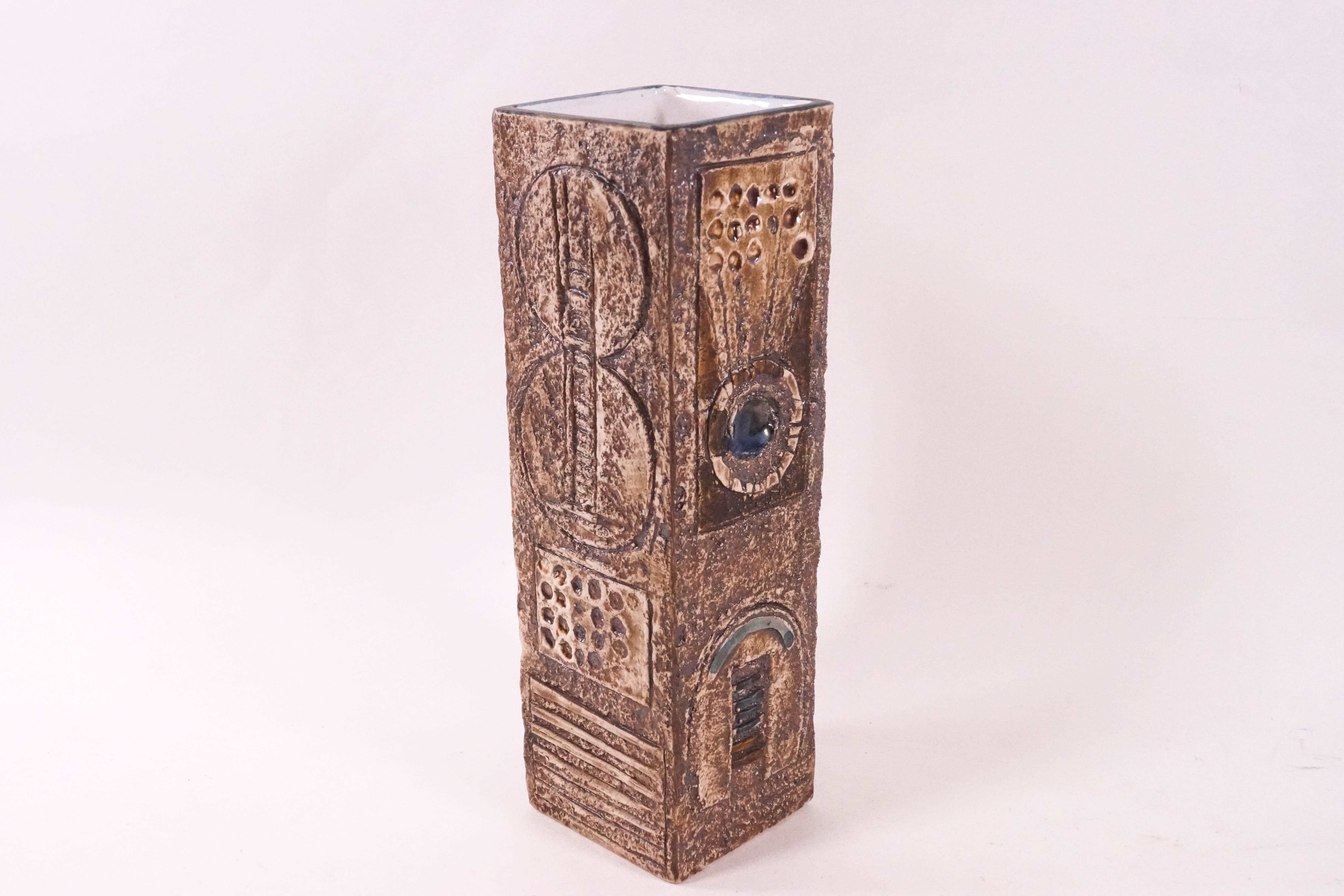 A Troika pottery rectangular tall vase, painted marks to base, 23cm high