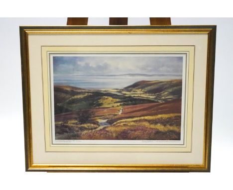 Barry Watkin, 'Towards Porlock Bay from Dunkery Hill', limited edition print signed and numbered 617/1000, 31.5cm x 45.5cm