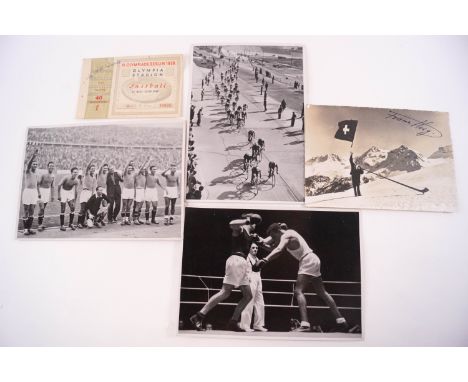 A quantity of 1936 Olympic Games ephemera, including The Football Bronze Medal Ticket, fourty-three different images from the