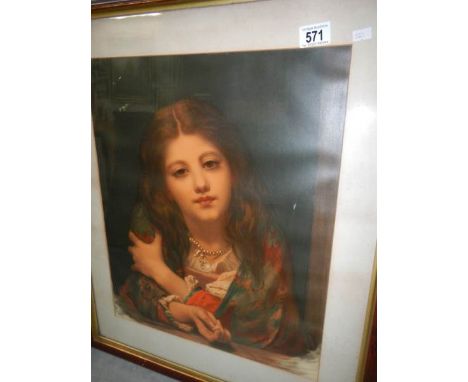 A framed and glazed portrait print, image 52 x 42