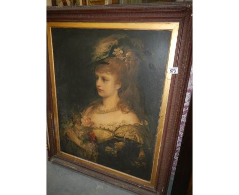 A portrait print of a lady, image 59 x 73 cm