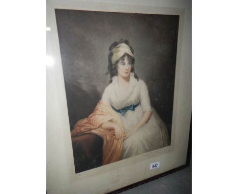 A framed and glazed portrait print, signed but indistinct, image 33 x 42