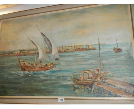 An oil on board nautical scene signed K Orrayed, '67, image 94 x 58