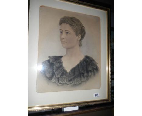A portrait print of a lady, image 48 x 40 cm
