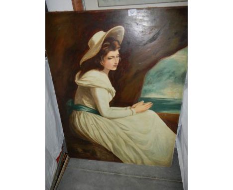 A large unframed portrait of a girl, image 76 x 99 cm