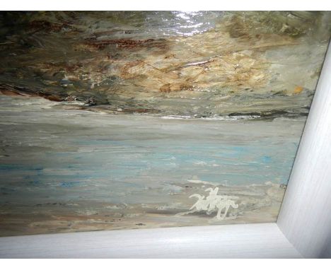 An oil on board seascape, signed but indistinct, image 40 x 35 cm