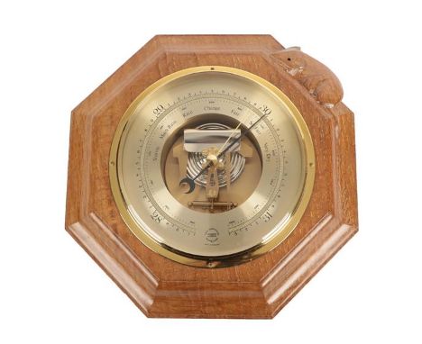 Workshop of Robert Mouseman Thompson (Kilburn): An English Oak Barometer, the octagonal frame mounted with a twin Diaphragm D