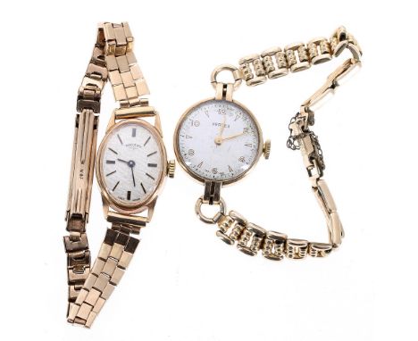 Rotary 9ct lady's manual wind wristwatch, 16.6gm; with a Vertex 9ct lady's wristwatch with a rolled gold bracelet (2)&nbsp;