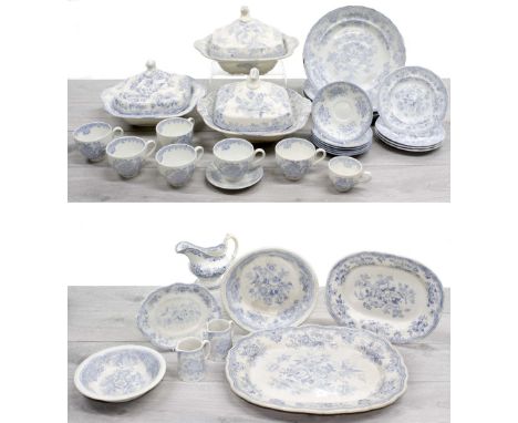 Victorian transfer print part dinner service,  primarily 'Asiatic Pheasant' pattern, matched factory marks including Wedgwood