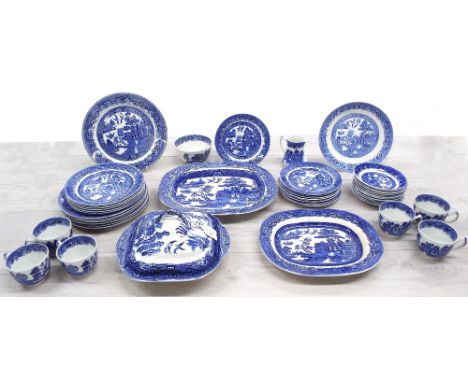 Midwinter Willow pattern blue and white transfer printed part dinner service; together with other Willow pattern tea and tabl