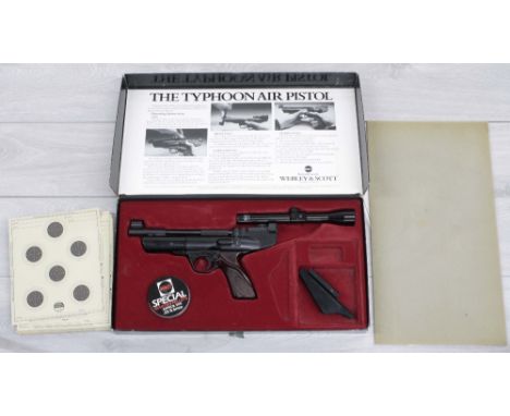 Webley &amp; Scott Typhoon Air Pistol, .22 calibre, with adjusting sight and a BSA 1.5x15 scope, original box