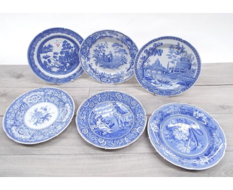 Six 'The Spode Blue Room Collection' collectors plates - 'Willow', 'Girl at Well', 'Rome', 'Floral', 'Woodman' and 'Botanical