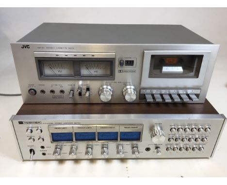A JVC stereo cassette deck KD-10E also with a Toshiba amplifier SB- 514