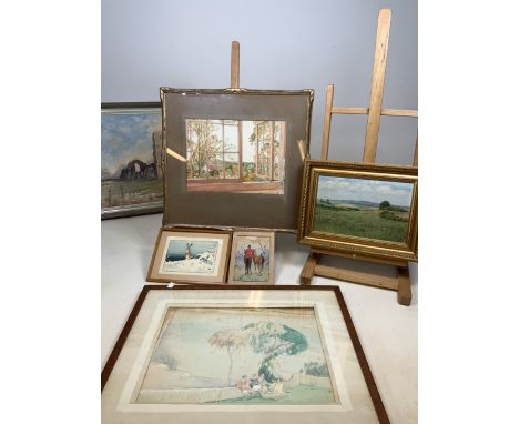 Harold Yates (British 1916-2000) signed and dated 38 in pencil. Watercolour through a window scene. image size&nbsp; 36cm x 2