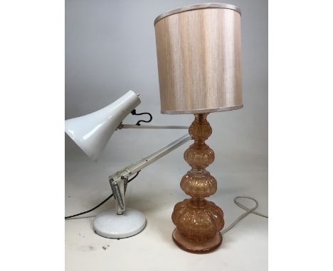 A mid century glass table lamp also with an Anglepoise lamp ( no makers mark) Untested H:58cm Glass lamp to top of shade