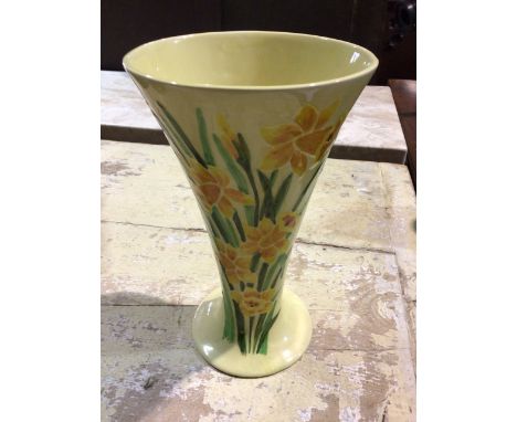 A Charlotte Rhead Daffodil vase for Crown Ducal. Crazing inside and out H:26cm