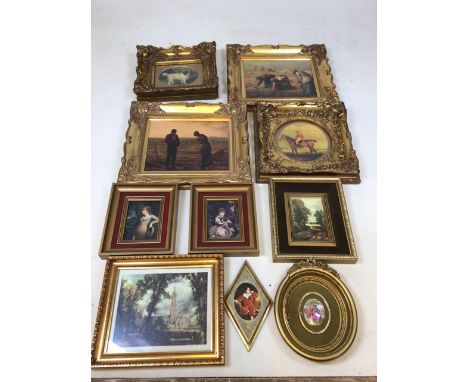 A quantity of furnishing prints in ornate frames 