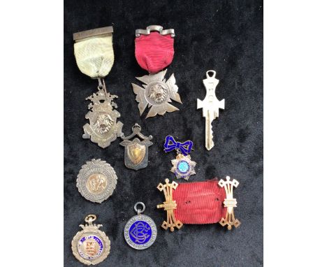 Two silver hall marked Masonic medals from Bournemouth Lodge 1894 and 1899 also with silver sporting medals and one from Roya