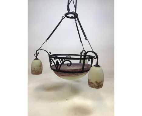 An alabaster french hanging ceiling lamp W:63cm x H:78cm