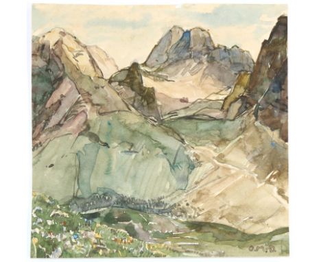 Miller-Diflo, Otto: (1878 Hasberg/Unterallgäu - München 1949). Im Karwendel (Hohljoch). Aquarell auf festem Papier. Blgr. ca.
