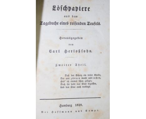 Herloßsohn,K. (Hrsg.).: Löschpapiere aus dem Tagebuche eines reisenden Teufels. 2 Bde. Lpz., Taubert bzw. Hbg., Campe 1827-28