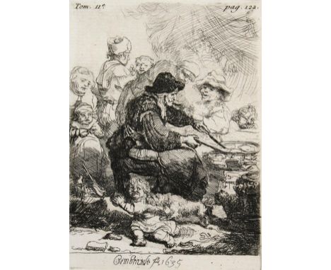 Rembrandt van Rijn, Harmensz: (1606 Leiden - Amsterdam 1669). Die Pfannkuchenbäckerin. Radierung auf Bütten, 1635. Plgr. 11 x