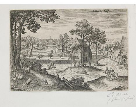 Collaert, Adriaen: (1520 Antwerpen 1618). Lehnsheer schickt seine Bediensteten auf's Feld. Radierung. 16,5 x 14 cm. Mit Namen