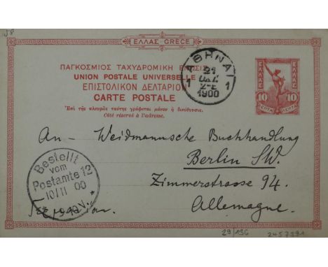 Tsountas, Christos,: griechischer klassischer Archäologe (1857-1934). Eh. Postkarte mit Unterschrift, dat. Athen, 3. Nov. 190