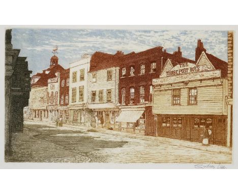 Lee, Sydney: (1866 Manchester - 1949). The tree post boys. Farbradierung. 30 x 75,5 cm. Unten rechts signiert.   R
