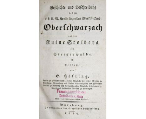 Höfling,G.: Sammelband mit 7 regionalhistorischen Schriften. Würzburg 1835-40. Pbd. d. Zt. (Best., etw. abgewetzt).  ╔Vorhand