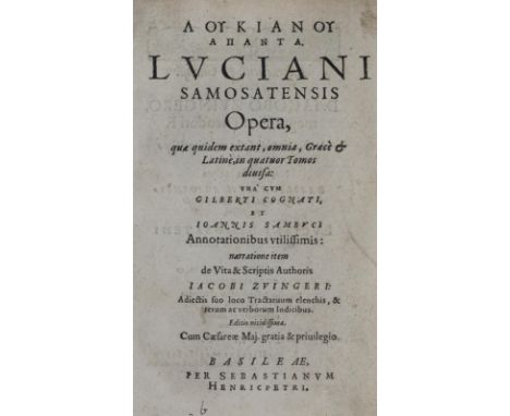 Lukian von Samosata.: Loukianou hapanta: Lucianus Samosatensis Opera,quae quidem extant, omnia,Graecè et Latinè,in quatuor to