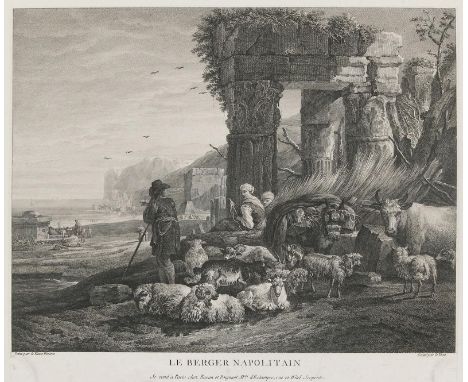 Le Veau, Jean-Jacques: (1729 Rouen - Paris 1786). Le berger napolitain. Radierung und Stichel n. Jean Baptist Weenix. 24 x 31