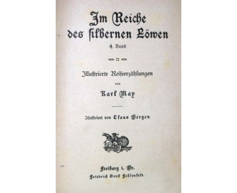 May,K.: Illustrierte Reiseerzählungen. 4 Bde. der Reihe, alle in erster Auflage. Fbg., Fehsenfeld 1909-12. Mit zus. 4 farb. F